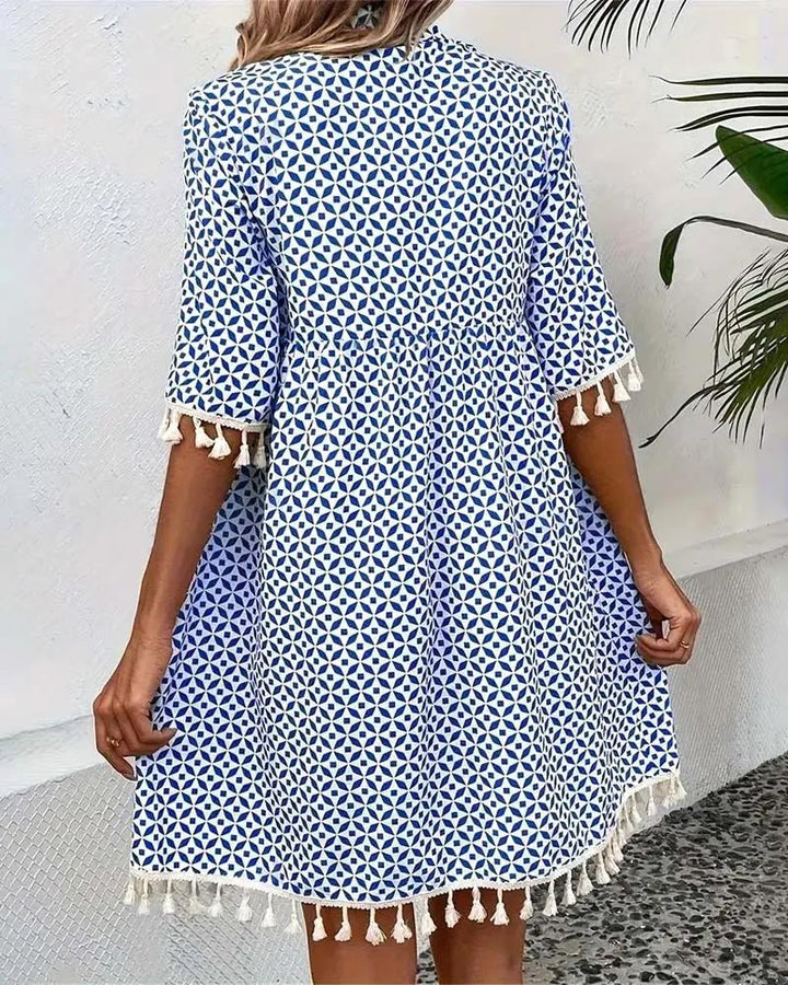 Piper | Women's Boho Geometric Print Mini Tunic Dress - image 5