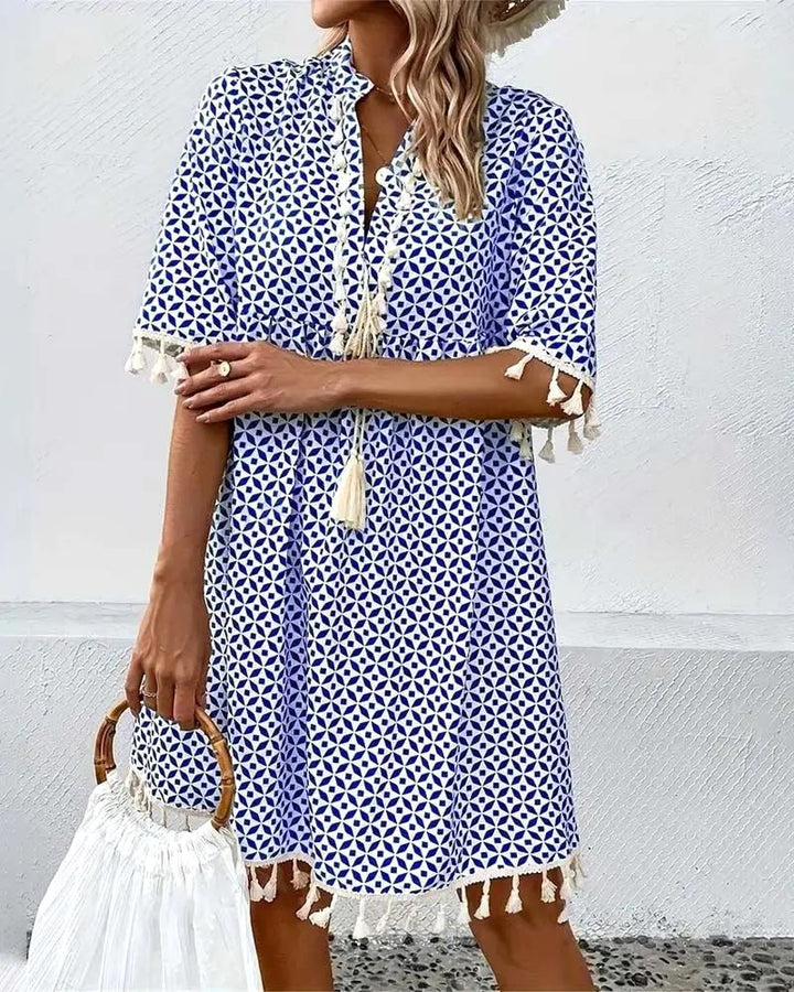 Piper | Women's Boho Geometric Print Mini Tunic Dress - image 7