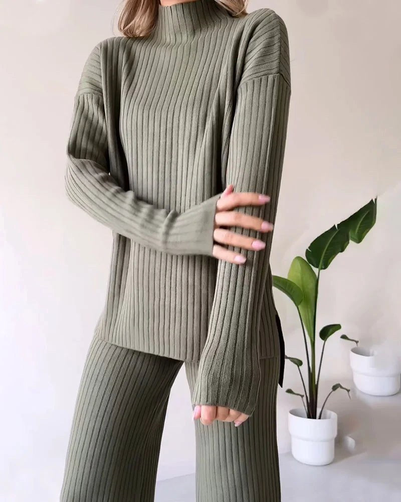 Poppy | Women's Two-Piece Knit Set with Cutout Detail, Lounge Set | Animated Apparel