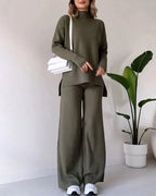 Poppy | Women's Two-Piece Knit Set with Cutout Detail, Lounge Set | Animated Apparel