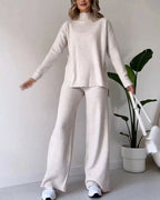 Poppy | Women's Two-Piece Knit Set with Cutout Detail, Lounge Set | Animated Apparel