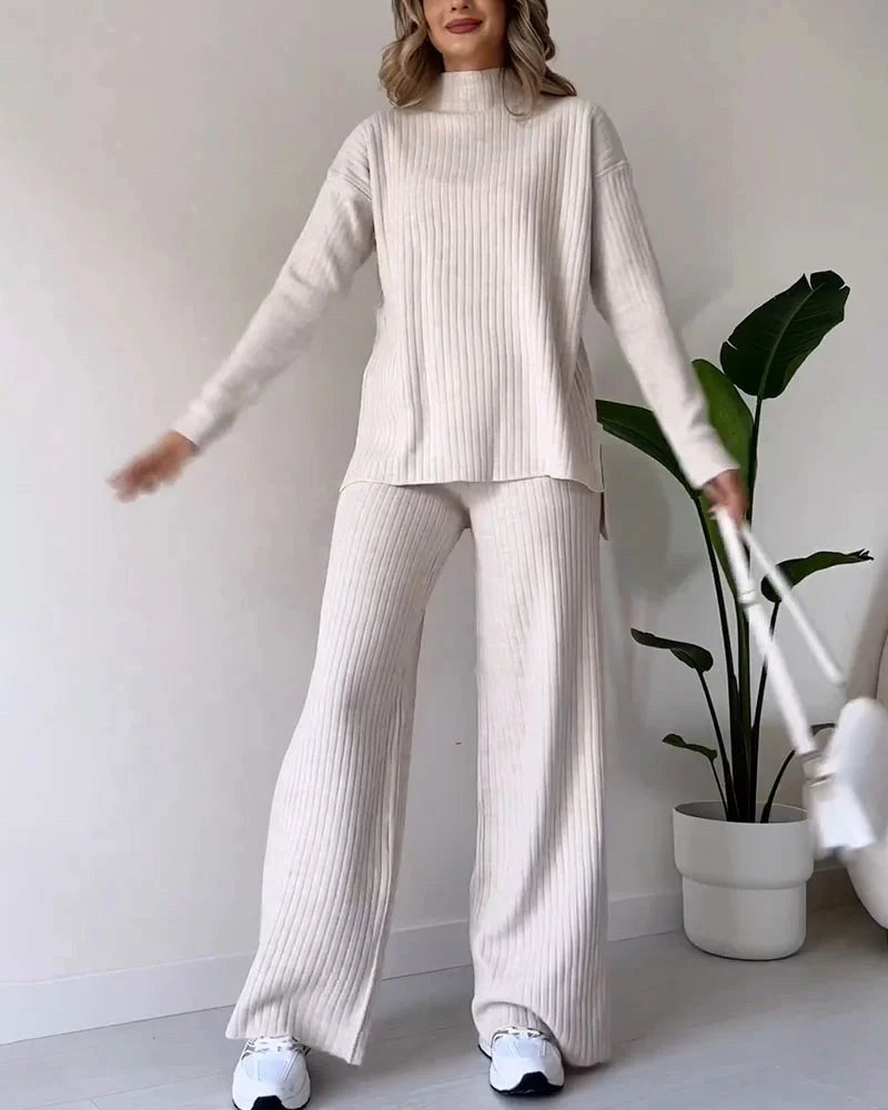 Poppy | Women's Two-Piece Knit Set with Cutout Detail, Lounge Set | Animated Apparel