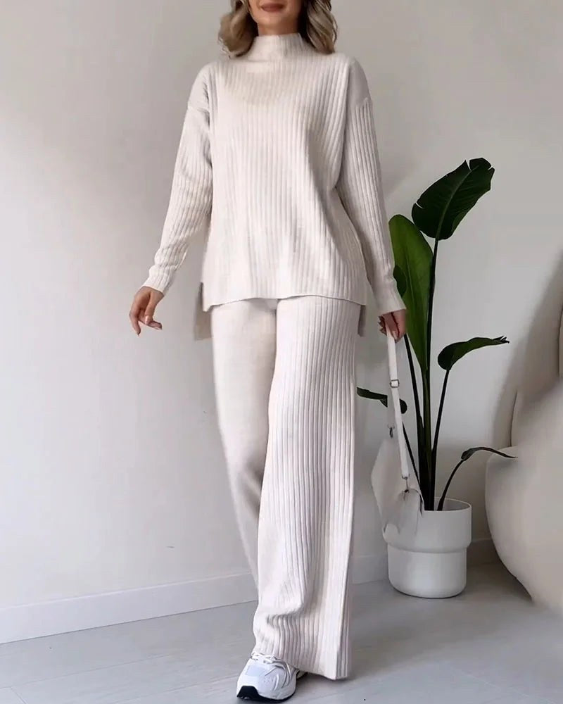Poppy | Women's Two-Piece Knit Set with Cutout Detail, Lounge Set | Animated Apparel