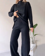 Poppy | Women's Two-Piece Knit Set with Cutout Detail, Lounge Set | Animated Apparel