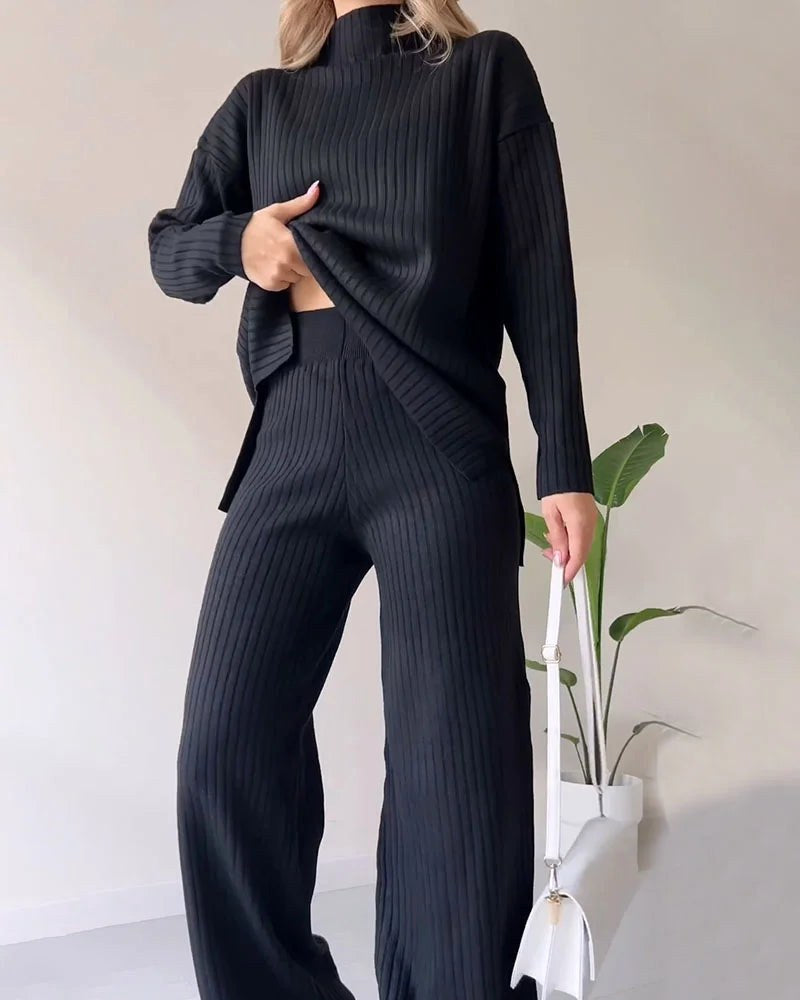 Poppy | Women's Two-Piece Knit Set with Cutout Detail, Lounge Set | Animated Apparel