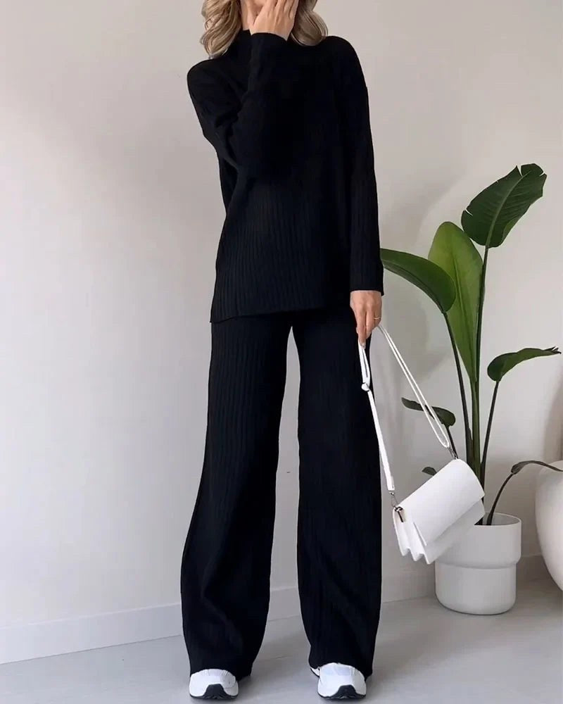 Poppy | Women's Two-Piece Knit Set with Cutout Detail, Lounge Set | Animated Apparel