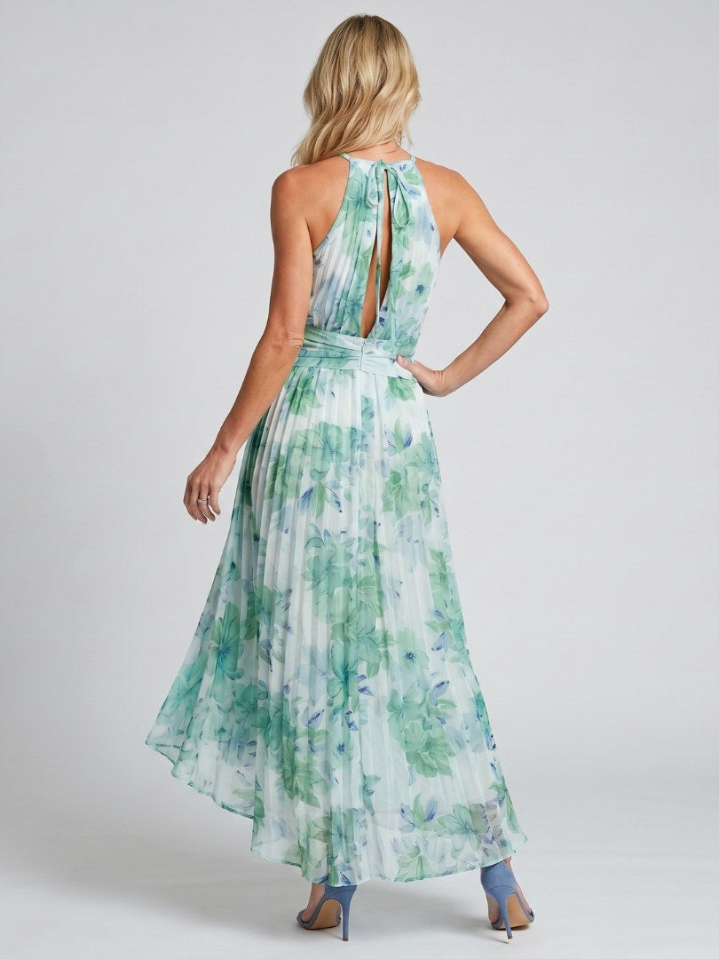 Portia | Women's Halter Pleated Floral Midi Dress - image 4