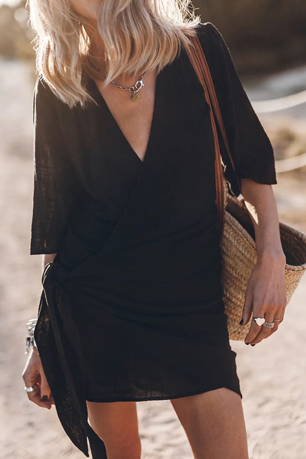 Presley | Women's Wrap Mini Dress - Black