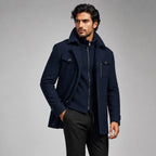 Preston | Men's Double Collar Wool Trench Coat, Tailored Business Coat | Animated Apparel | Black