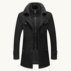 Preston | Men's Double Collar Wool Trench Coat, Tailored Business Coat | Animated Apparel | Khaki