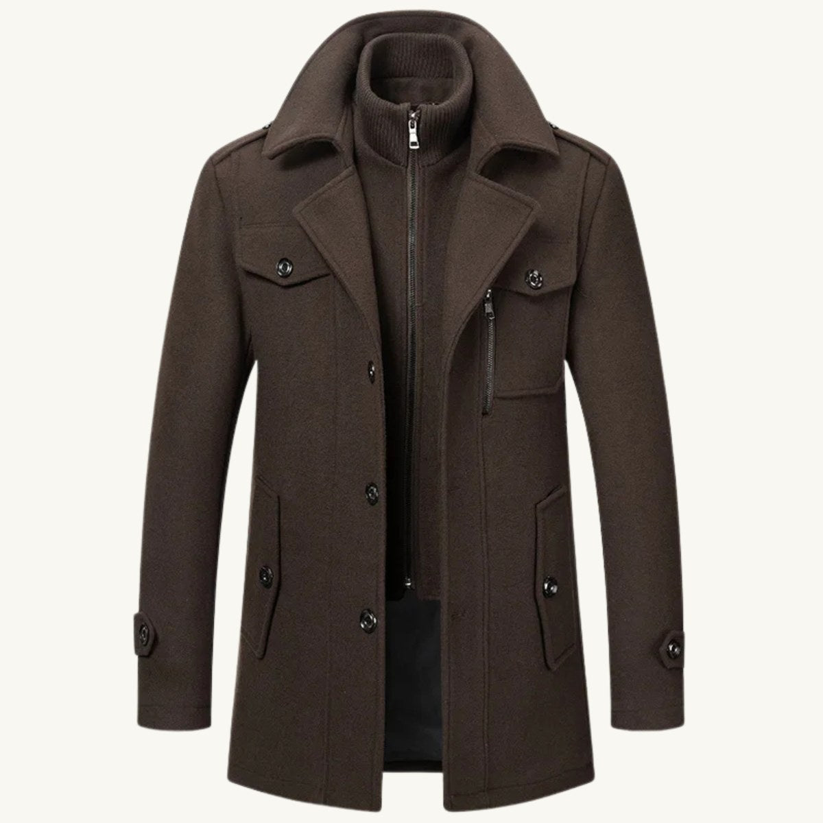 Preston | Men's Double Collar Wool Trench Coat, Tailored Business Coat | Animated Apparel
