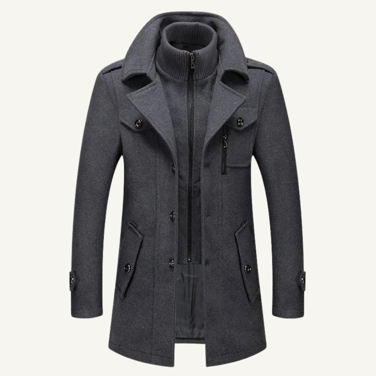 Preston | Men's Double Collar Wool Trench Coat, Tailored Business Coat | Animated Apparel