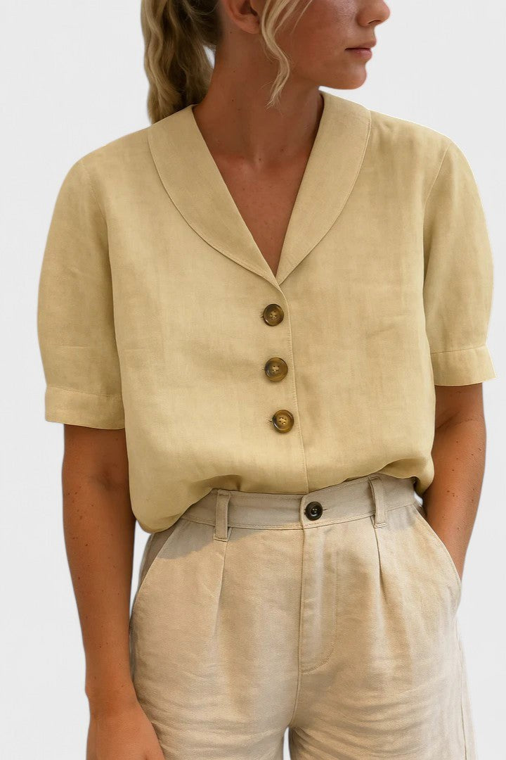 Quinn | Women's Sophisticated Button-Front Blouse - White