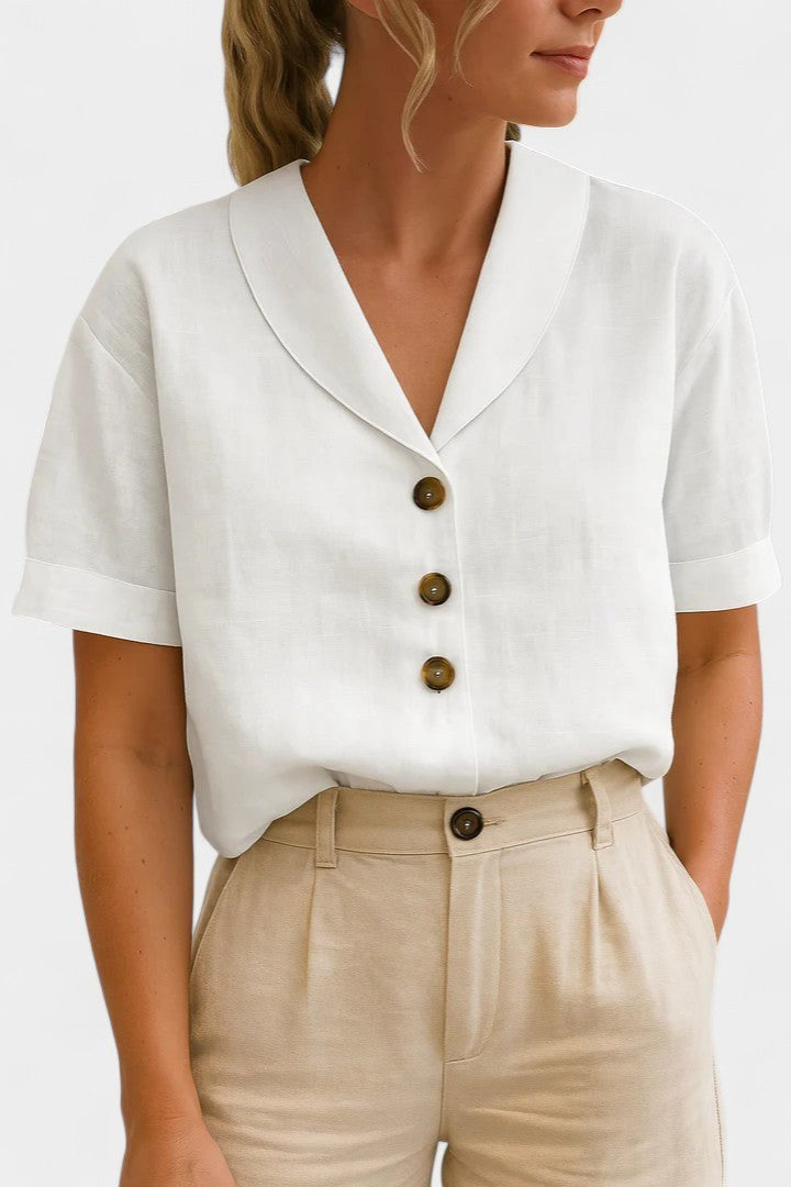 Quinn | Women's Sophisticated Button-Front Blouse - Gray