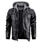 Reginald | Women's Leather Hooded Winter Coat, Slim-Fit Autumn Coat | Animated Apparel