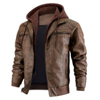 Reginald | Women's Leather Hooded Winter Coat, Slim-Fit Autumn Coat | Animated Apparel
