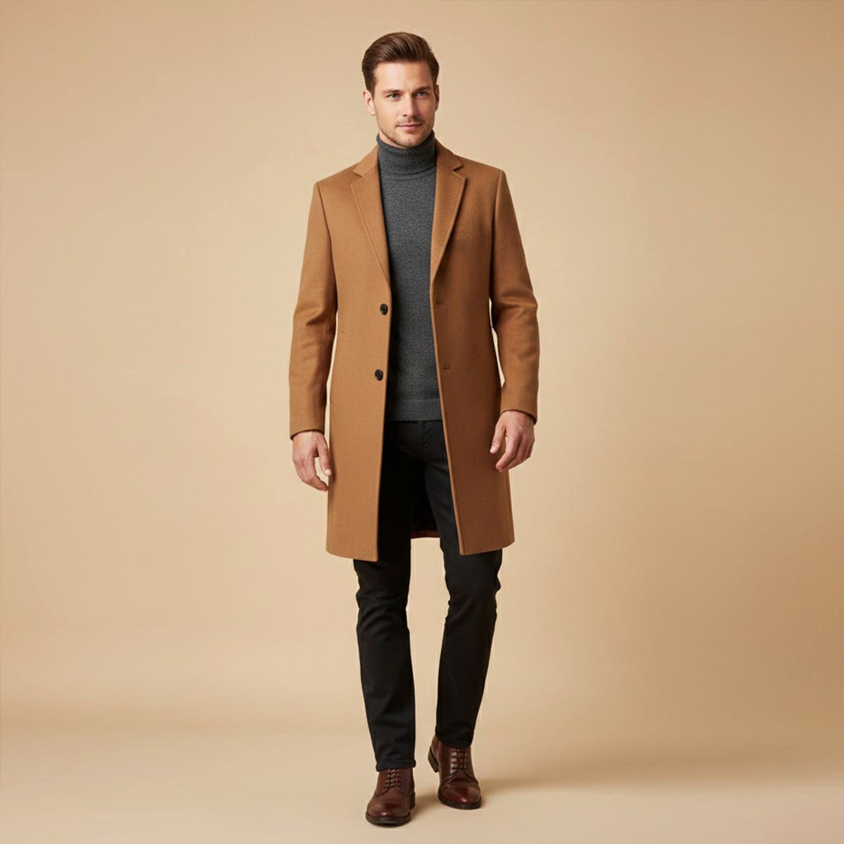 Reid | Men's Tailored Long Coat, Smart Winter Coat | Animated Apparel