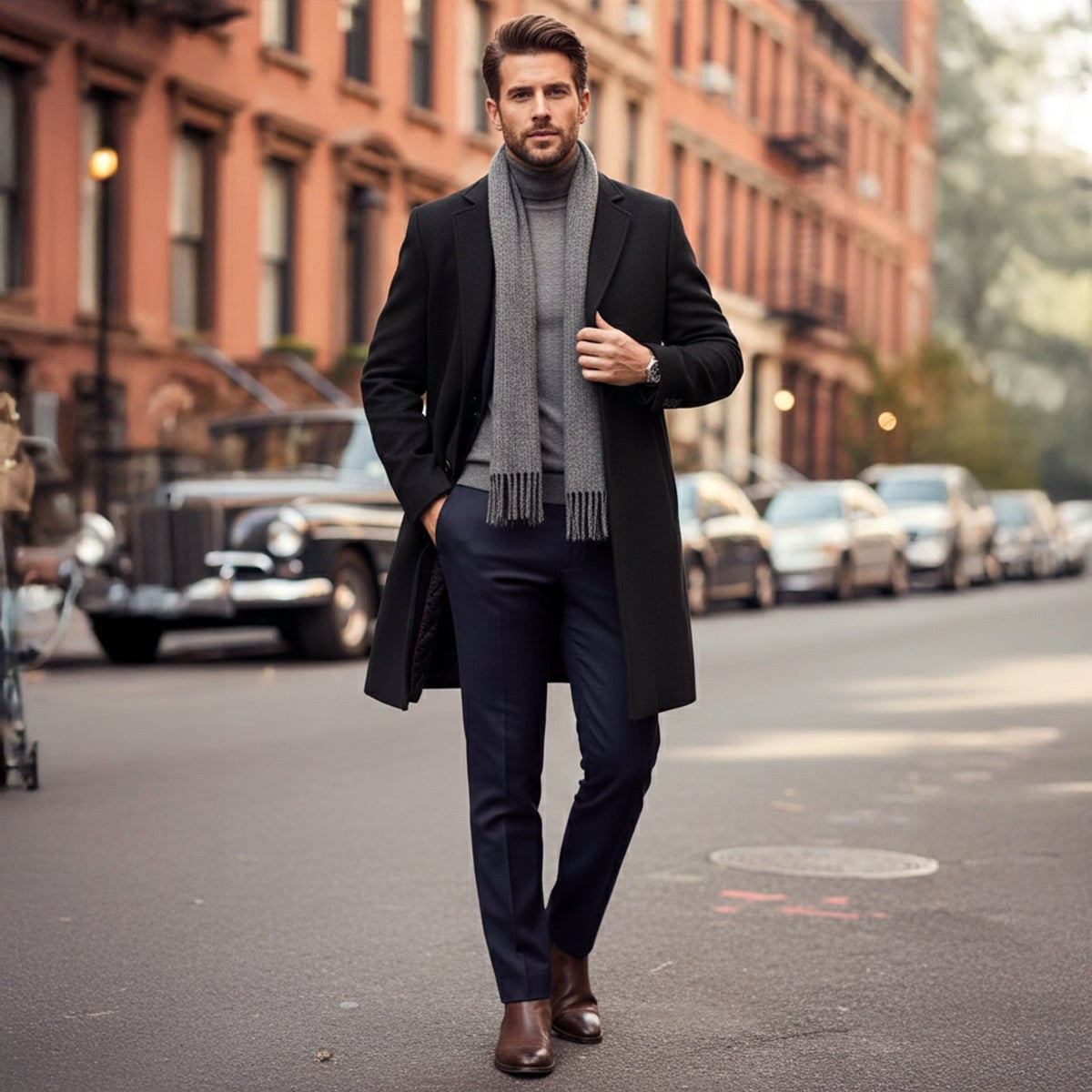 Reid | Men's Tailored Long Coat, Smart Winter Coat | Animated Apparel