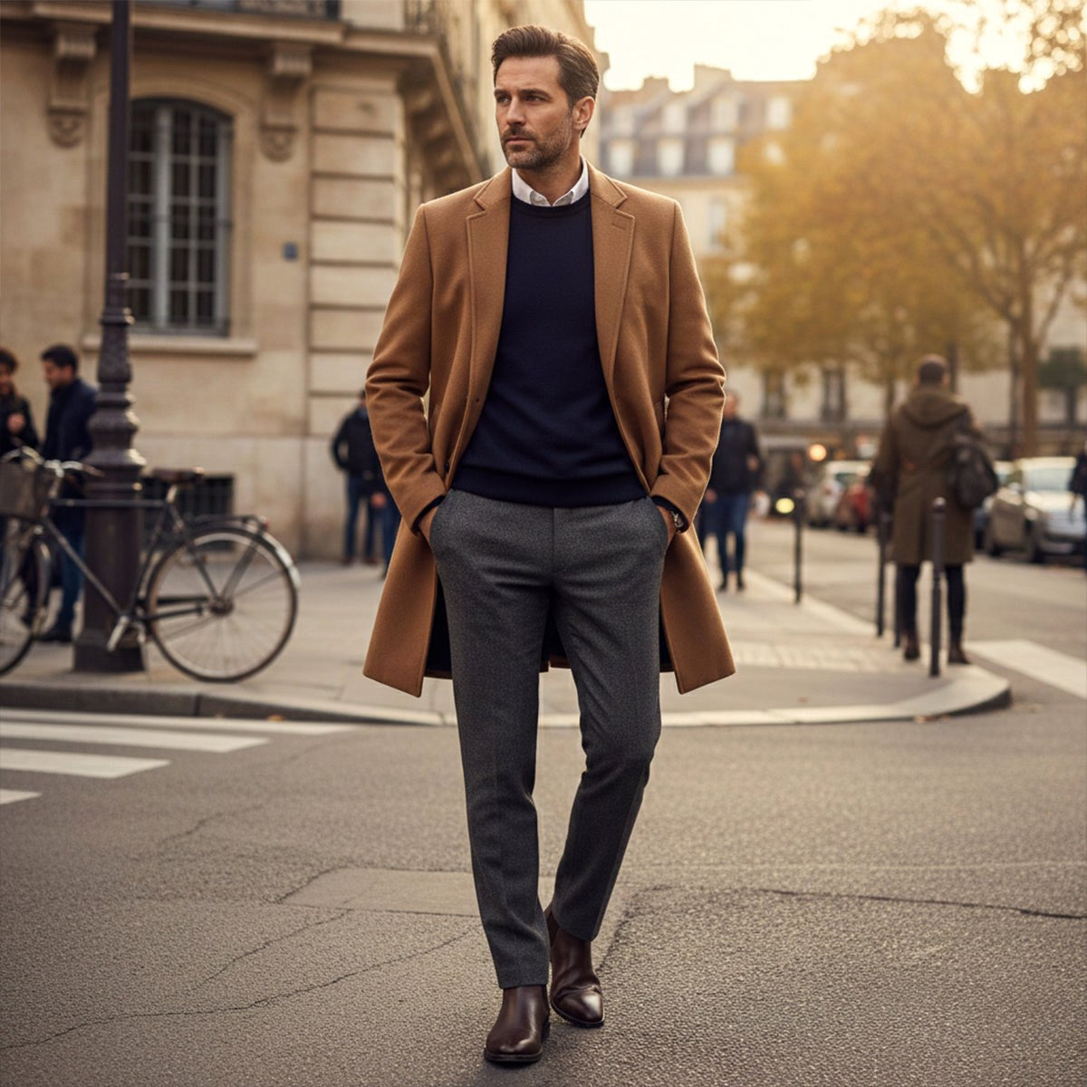 Reid | Men's Tailored Long Coat, Smart Winter Coat | Animated Apparel
