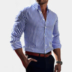 Reuben | Men's Striped Cotton Shirt, Classic Button Shirt | Animated Apparel