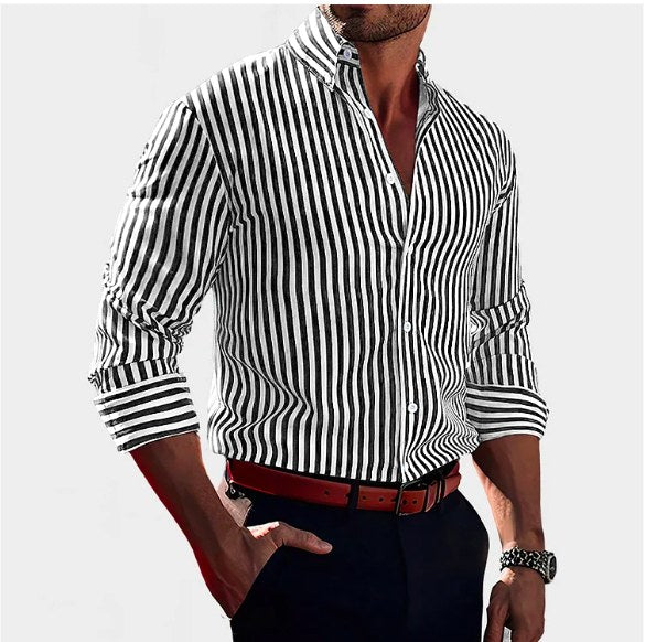 Reuben | Men's Striped Cotton Shirt, Classic Button Shirt | Animated Apparel