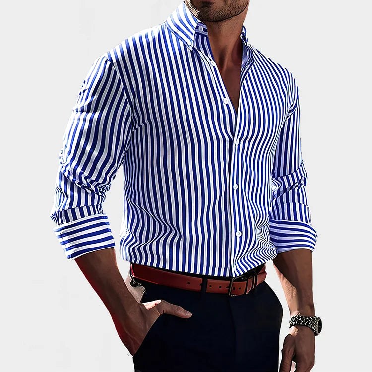 Reuben | Men's Striped Cotton Shirt, Classic Button Shirt | Animated Apparel