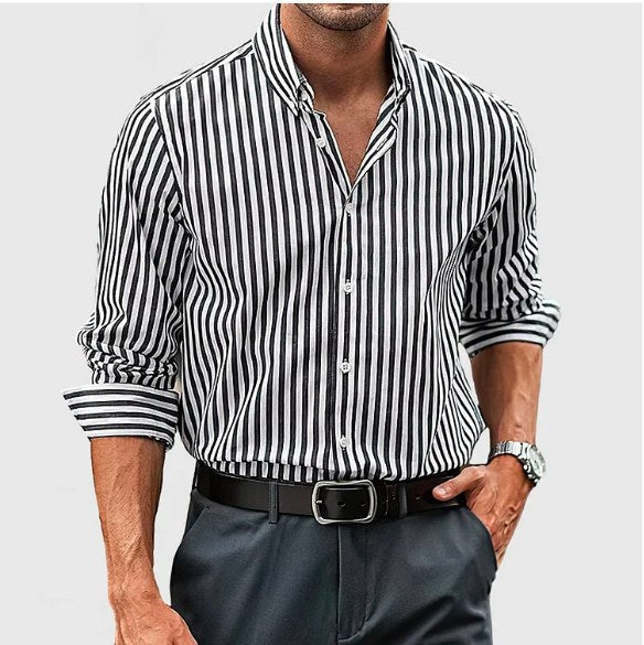Reuben | Men's Striped Cotton Shirt, Classic Button Shirt | Animated Apparel