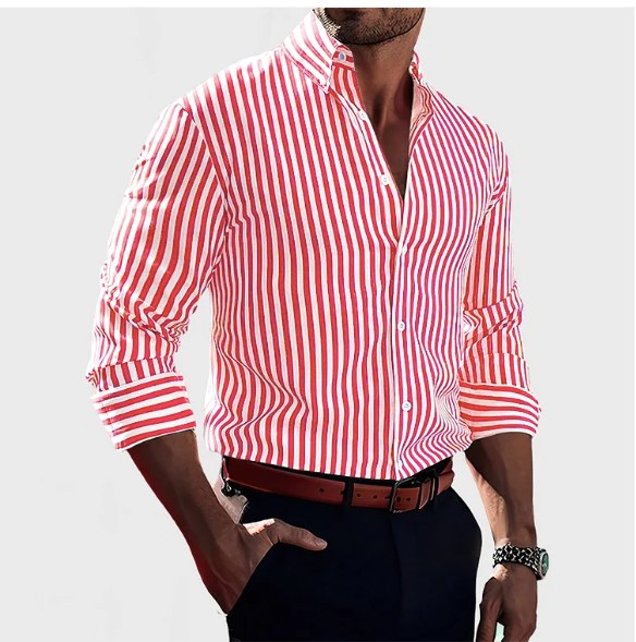 Reuben | Men's Striped Cotton Shirt, Classic Button Shirt | Animated Apparel