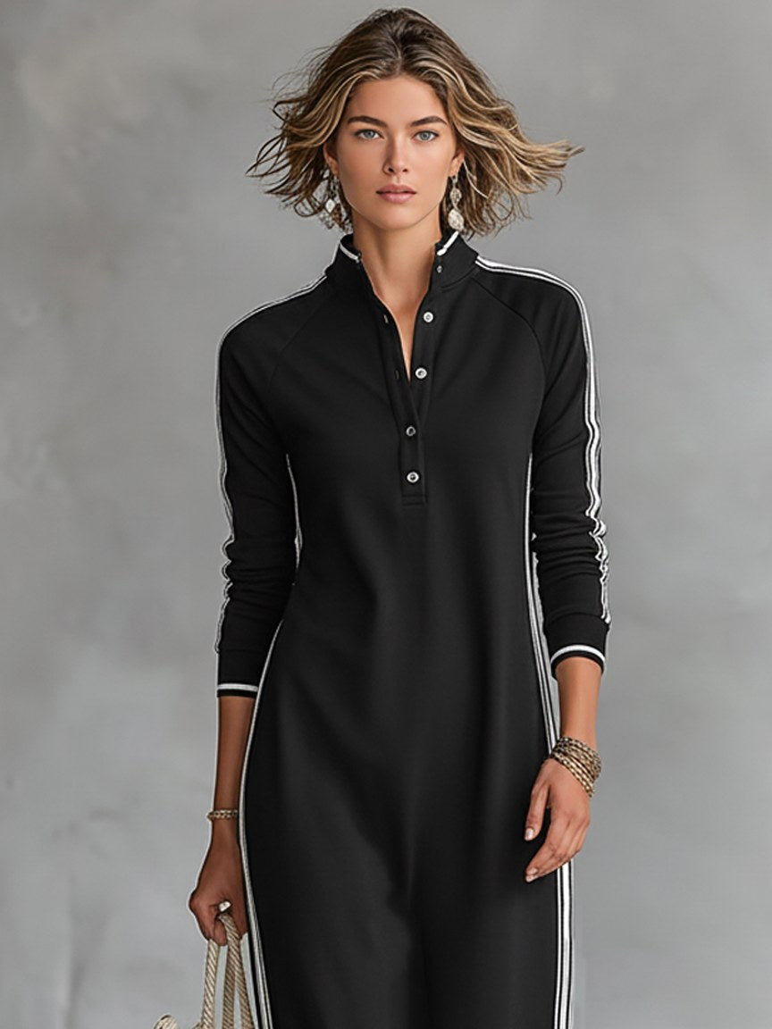 Riley | Women's Button-Down Collar Sweatshirt Maxi Dress - image 6