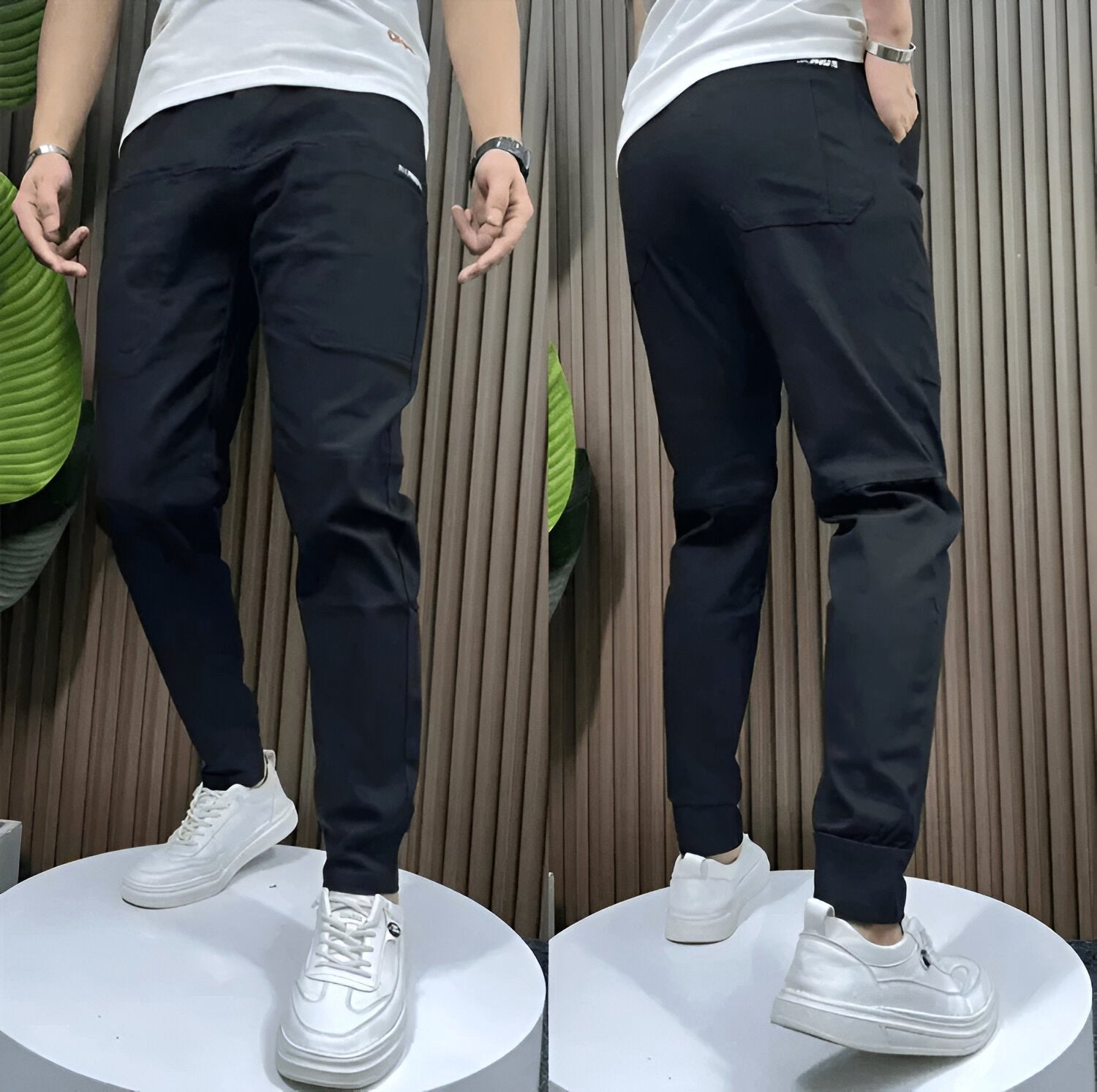Robert | Men's Stretch Cargo Trousers, Lightweight Flexible Trousers | Animated Apparel | Black