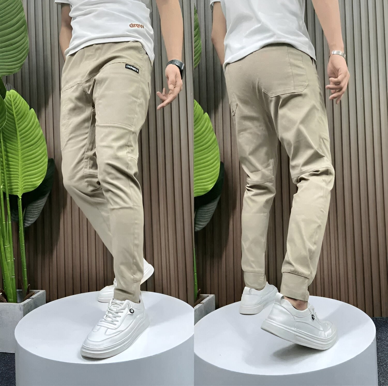 Robert | Men's Stretch Cargo Trousers, Lightweight Flexible Trousers | Animated Apparel | Dark Grey