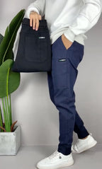 Robert | Men's Stretch Cargo Trousers, Lightweight Flexible Trousers | Animated Apparel | Blue