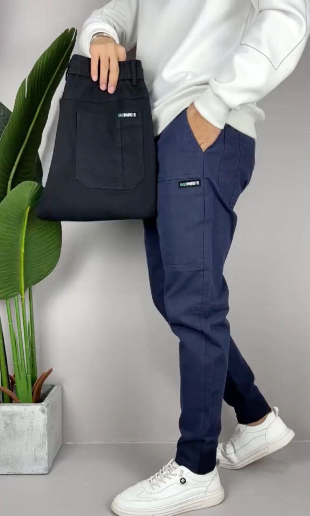 Robert | Men's Stretch Cargo Trousers, Lightweight Flexible Trousers | Animated Apparel | Blue
