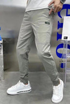 Robert | Men's Stretch Cargo Trousers, Lightweight Flexible Trousers | Animated Apparel | Light Grey