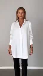 Romane | Women's Oversized Cotton Shirt, Button-Front Blouse | Animated Apparel