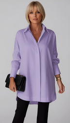 Romane | Women's Oversized Cotton Shirt, Button-Front Blouse | Animated Apparel