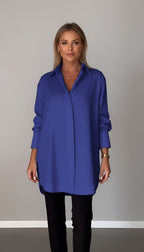Romane | Women's Oversized Cotton Shirt, Button-Front Blouse | Animated Apparel