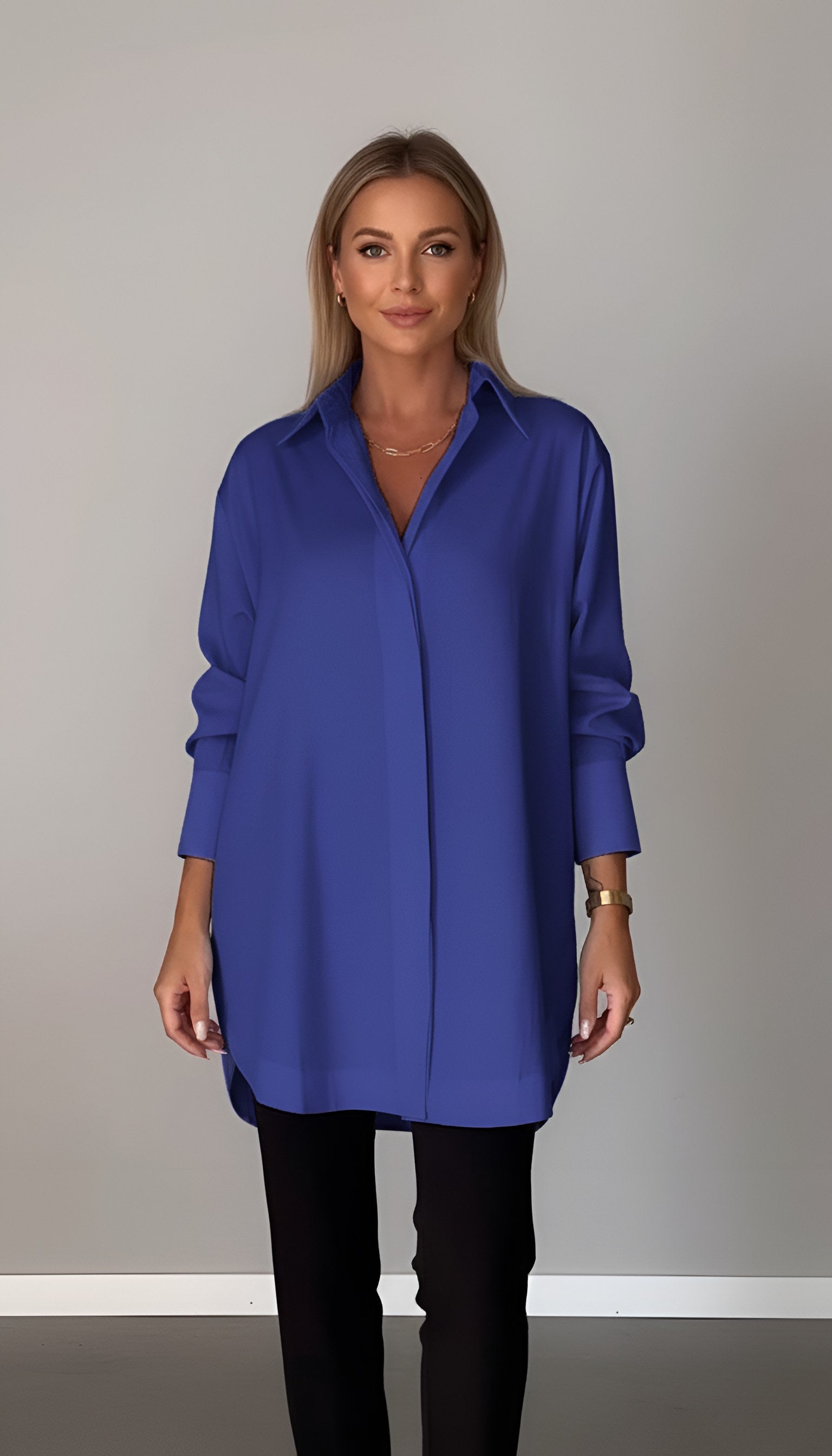 Romane | Women's Oversized Cotton Shirt, Button-Front Blouse | Animated Apparel
