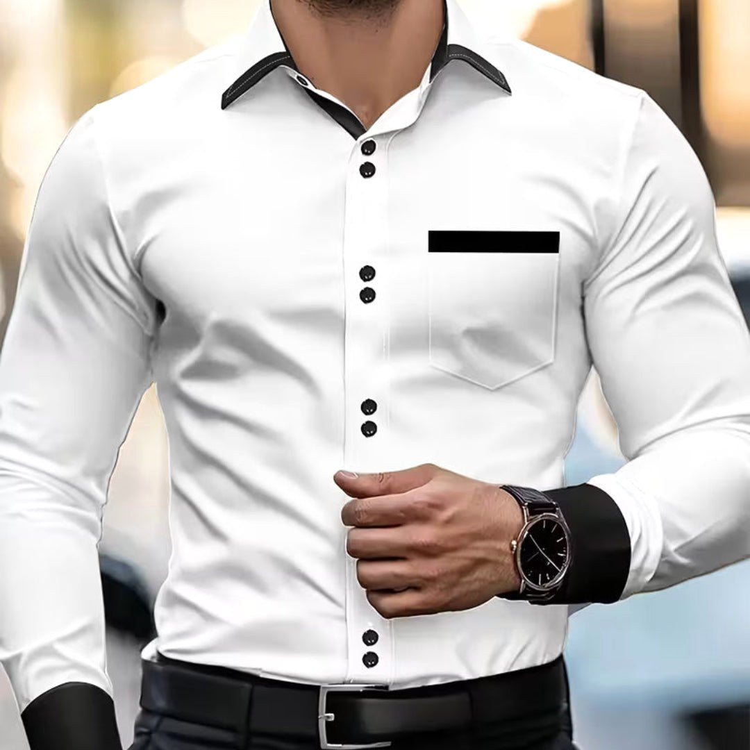 Kai | Men's Classic Collared Shirt, Button-Front Dress Shirt | Animated Apparel