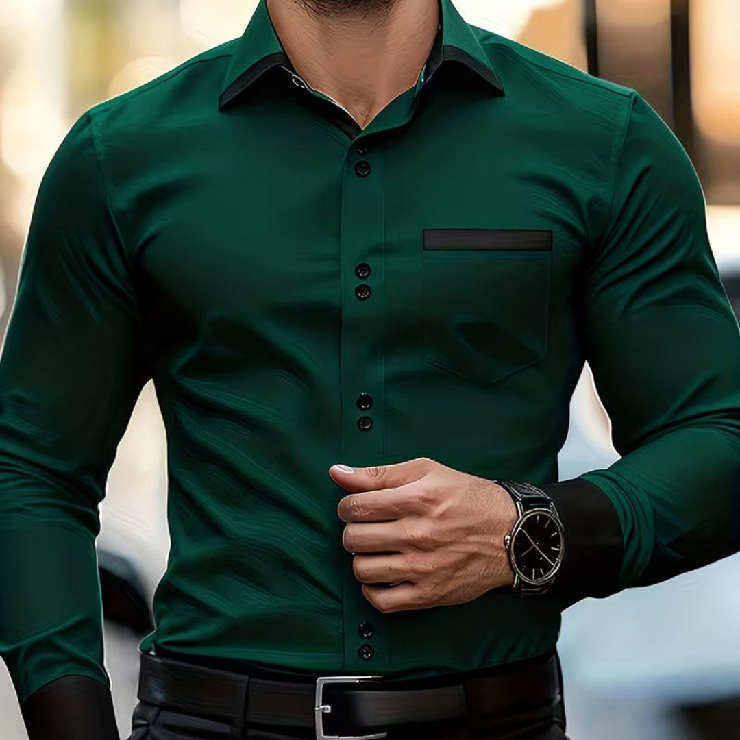 Kai | Men's Classic Collared Shirt, Button-Front Dress Shirt | Animated Apparel
