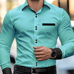 Kai | Men's Classic Collared Shirt, Button-Front Dress Shirt | Animated Apparel