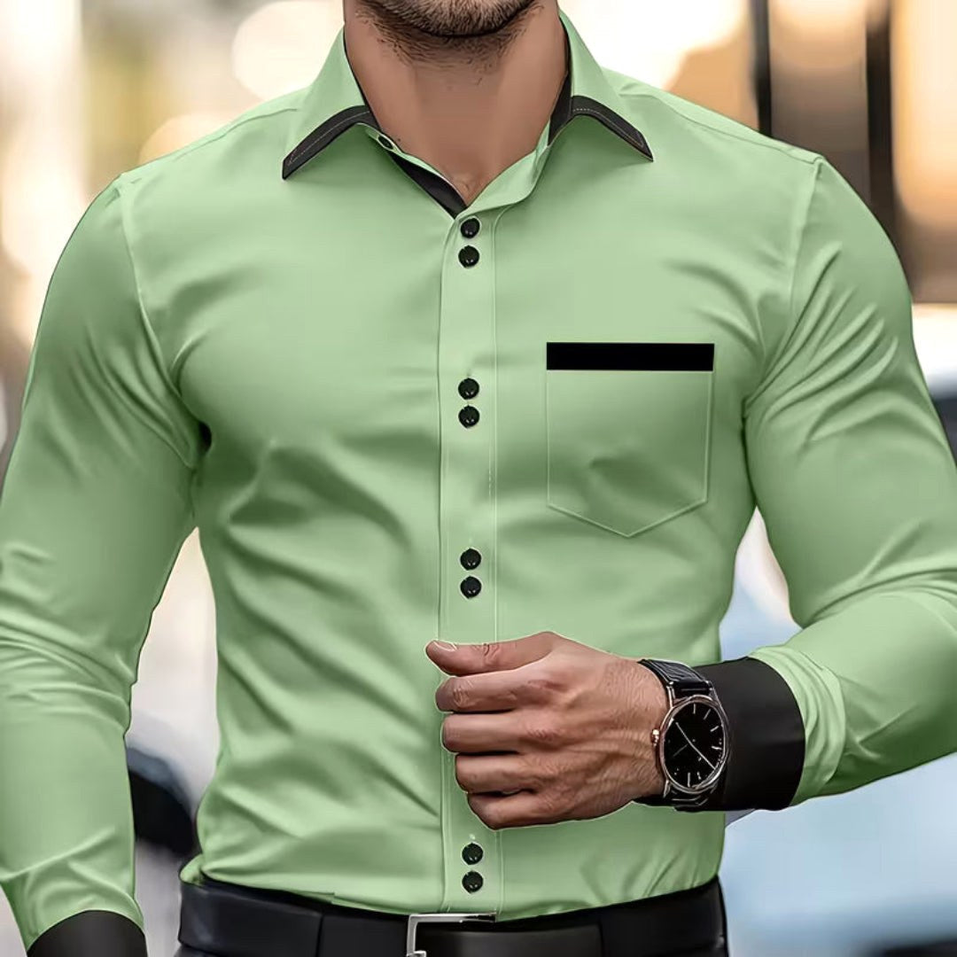 Kai | Men's Classic Collared Shirt, Button-Front Dress Shirt | Animated Apparel