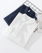 Rory | Men's Cotton-Linen Popover Shirt, Half-Button Relaxed Shirt | Animated Apparel