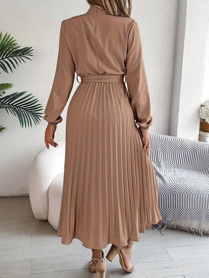 Rosalie | Women's Long Sleeve Pleated Belted Dress - image 10
