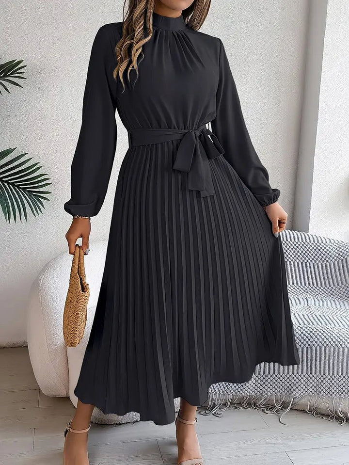Rosalie | Women's Long Sleeve Pleated Belted Dress - image 11