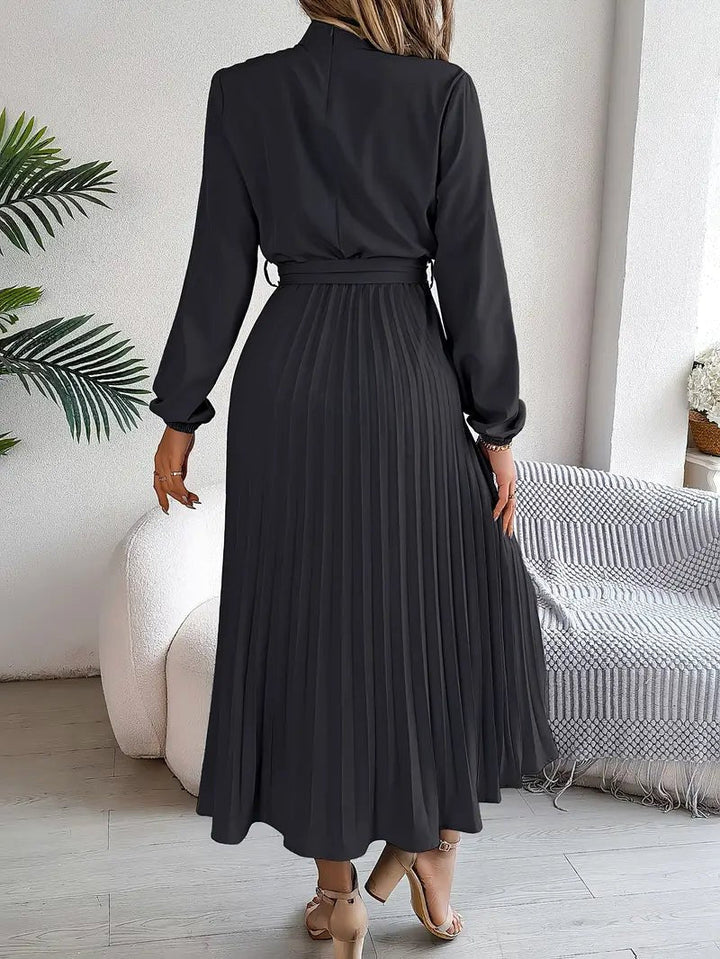 Rosalie | Women's Long Sleeve Pleated Belted Dress - image 12