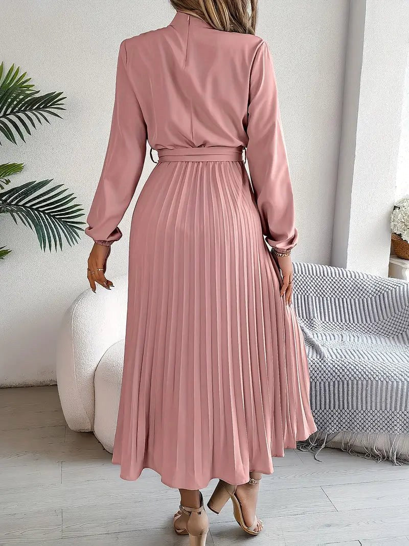 Rosalie | Women's Long Sleeve Pleated Belted Dress - image 8