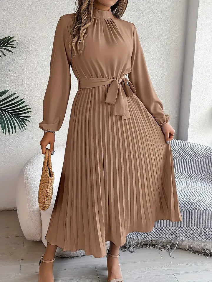 Rosalie | Women's Long Sleeve Pleated Belted Dress - image 9