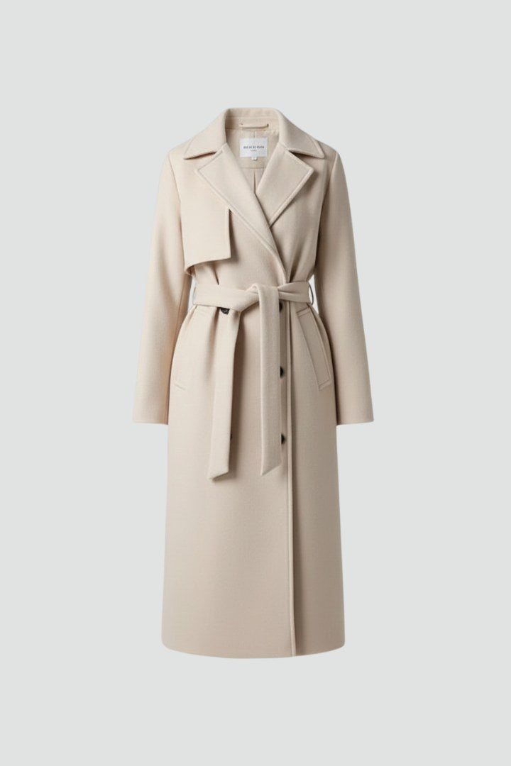 Roseline | Women's Double-Breasted Long Coat, Tailored Autumn Coat | Animated Apparel | Chocolate