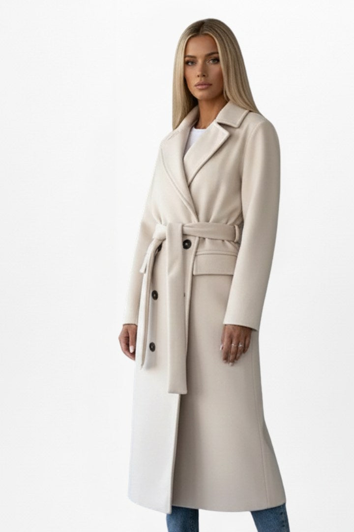 Roseline | Women's Double-Breasted Long Coat, Tailored Autumn Coat | Animated Apparel | Brown